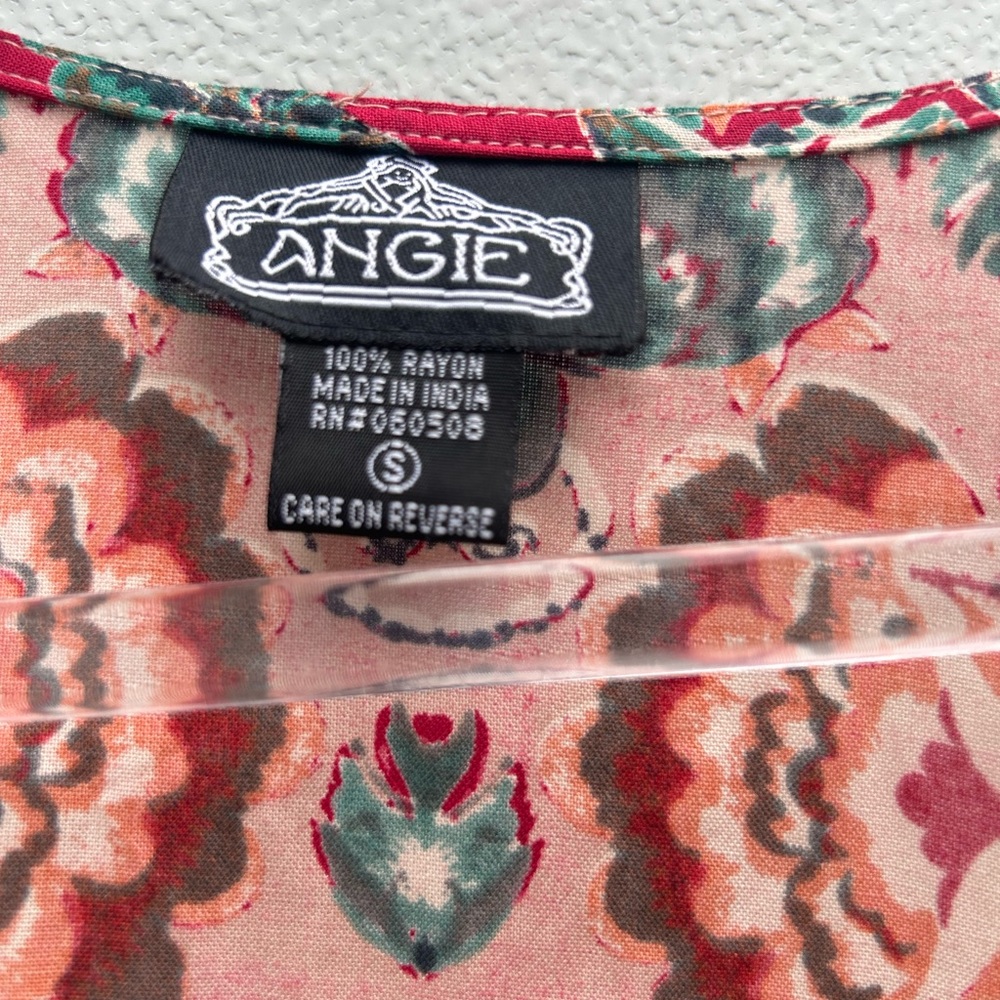 Angie Kimono Top Women S Open Front Multi Colorful Cover Up Boho Festival Artsy - Picture 2 of 12